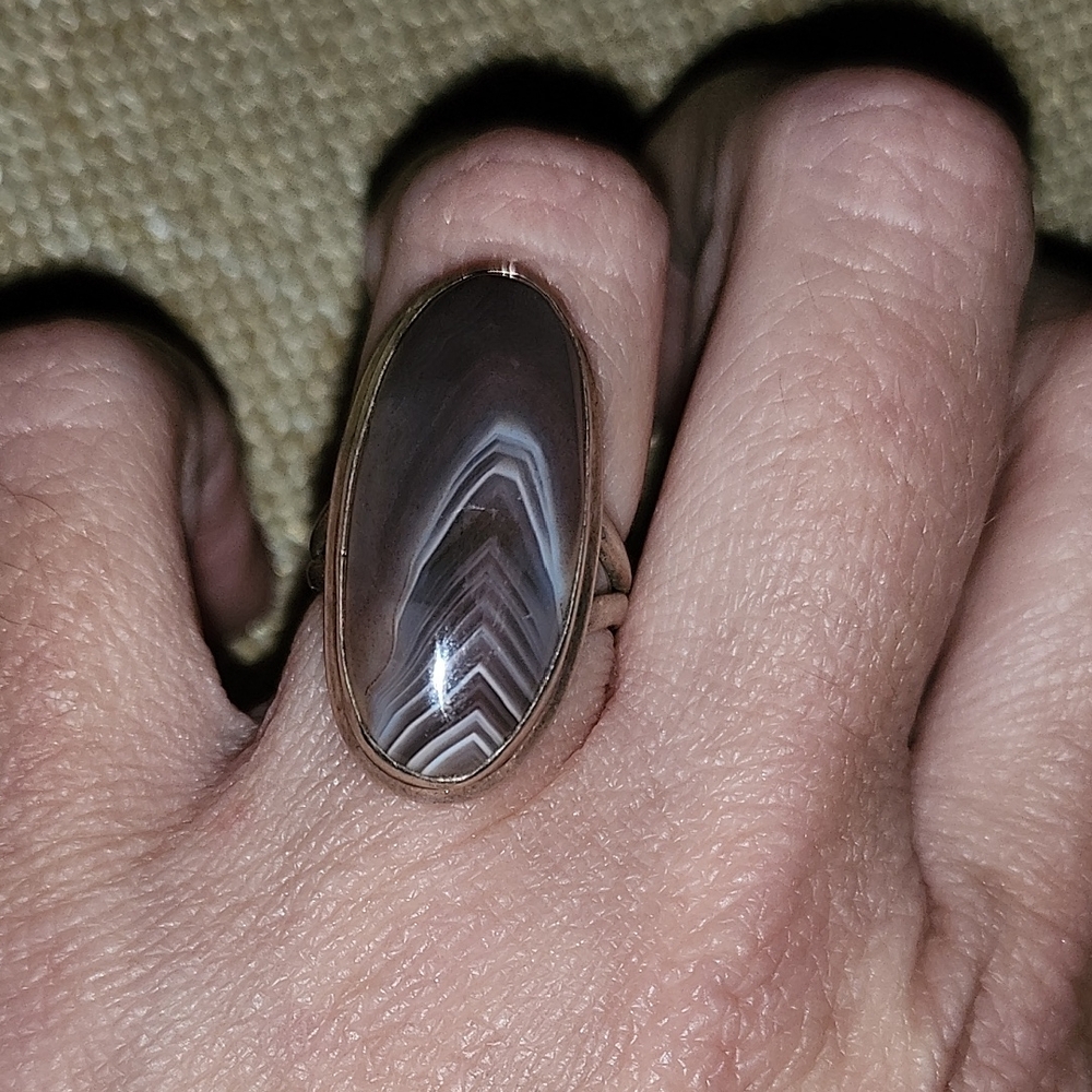 Brown Agate Statement Ring - image 1